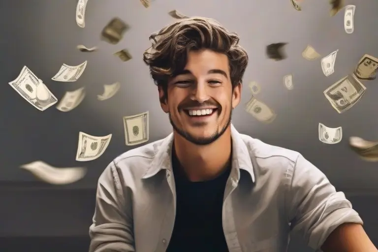 a-young-man-smiling-with-money-falling-behind