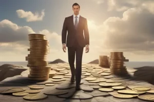 a-man-walking-a-path-with-giant-coins